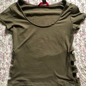 NWOT Green Top with CUTOUT Sides